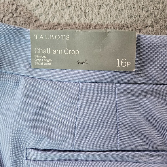 Talbots Pants - $89 NWT Talbots Chatham Crop Pants 16 Petite Slim-Leg Crop Zip Side Light Blue